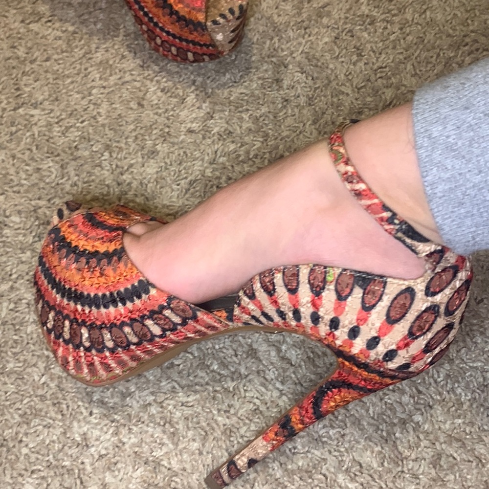 Betsey Johnson orange platform heels